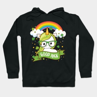 Kawaii Good Luck Rainbow St Patricks Day Unicorn Hoodie